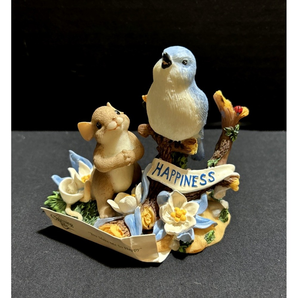 Fitz and Floyd Charming Tails You Make Me So Happy Mouse Bird Figurine 2008